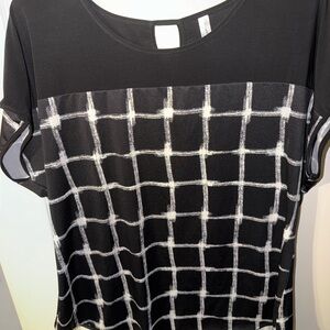 Perseption Black and White Checkered Short Sleeve Top